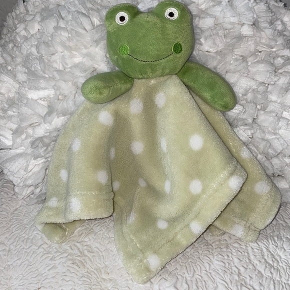 Baby Security Blankie Frog Polka Dot Lovey Plush - Picture 1 of 10